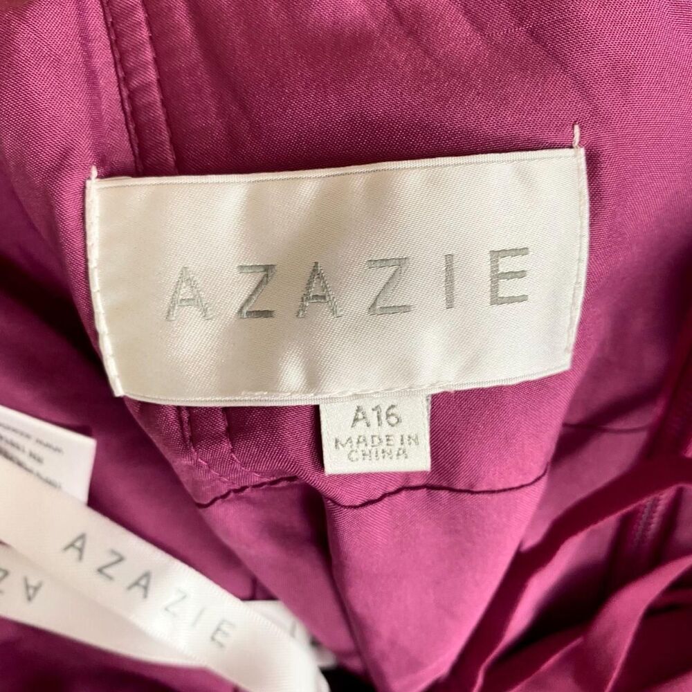 Azazie Ethereal Berry Purple Y2K Chiffon Cinched Prom Formal Dress w Scarf 16 XL - Picture 7 of 7